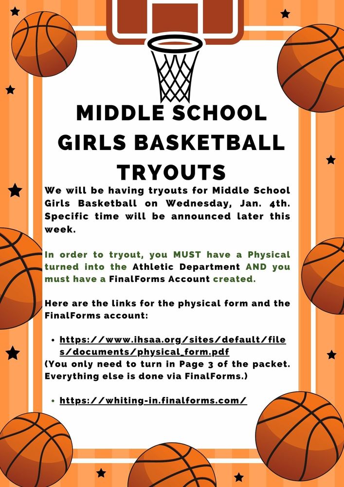 Middle School Girls Basketball Tryouts