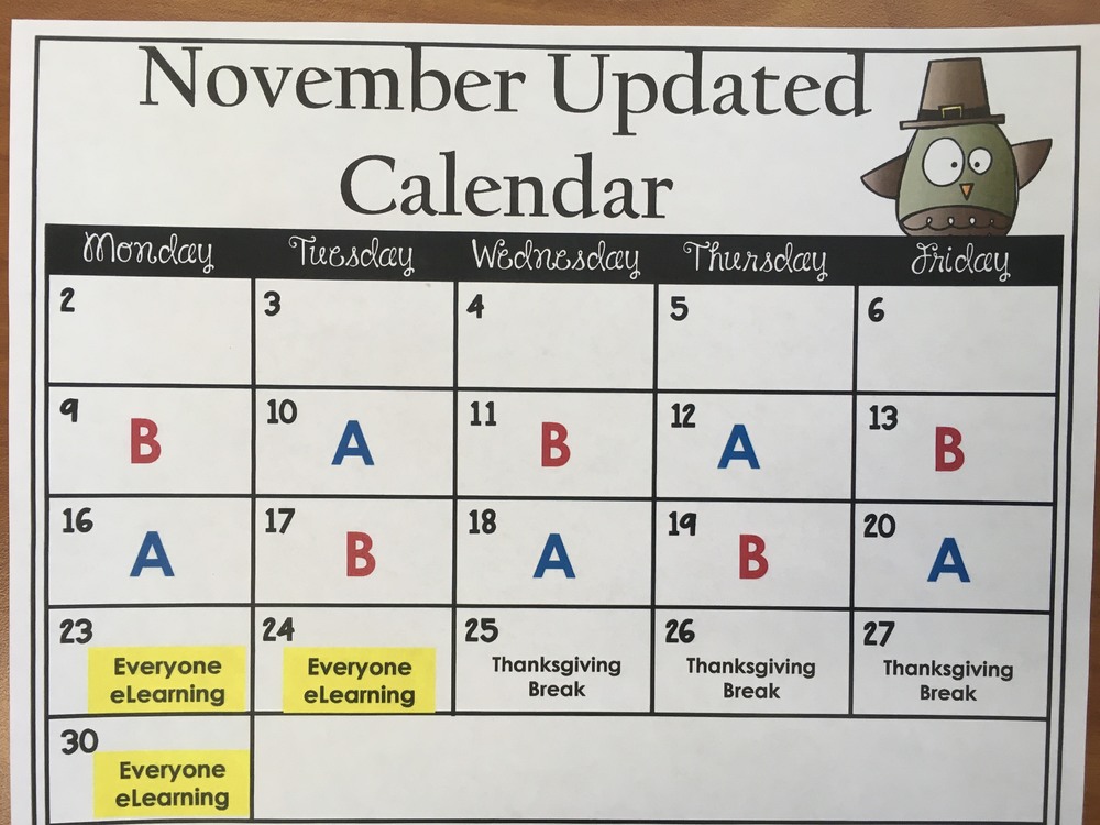 Updated November Hybrid Learner Calendar