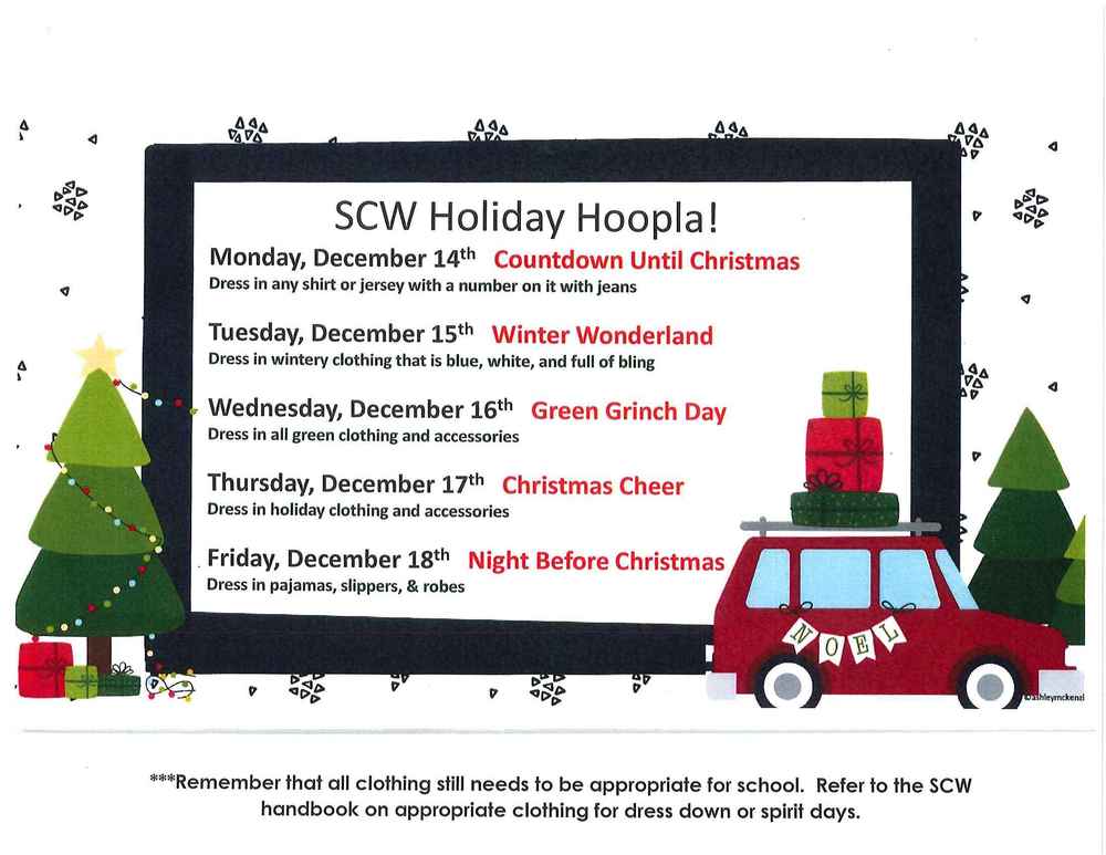 SCW Holiday Hoopla Week of 12/14-18/2020