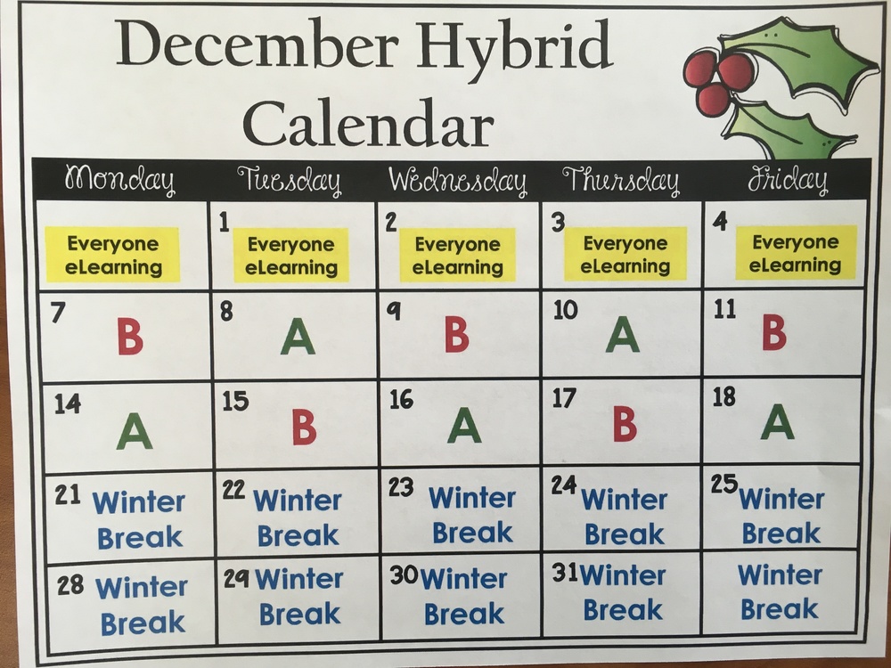 December Hybrid Calendar