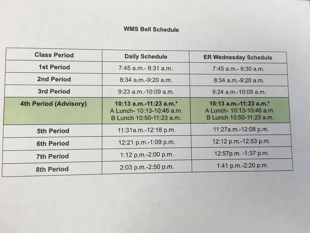 Daily Bell Schedule and eLearning Expectations